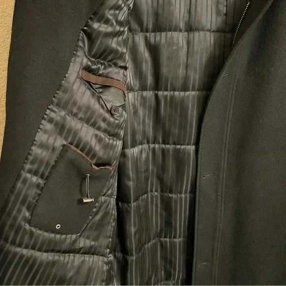 Cardinal of Canada Mens Jacket Medium Black Wool Blend Quilted Full Zip Overcoat - Picture 6 of 16